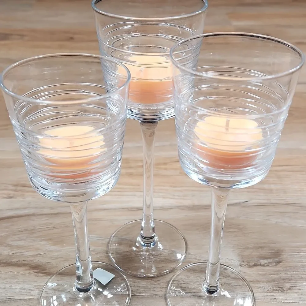 🔸️🔸️NIB PartyLite Clear Lines Votive Holder Trio - Picture 3 of 15
